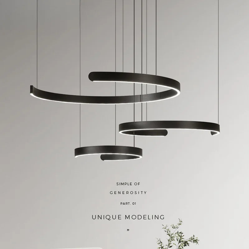 Modern Salon Design Ring Ceiling Chandelier Dining Room Pendant Lamp Bedroom Home LED Lighting Fixtures