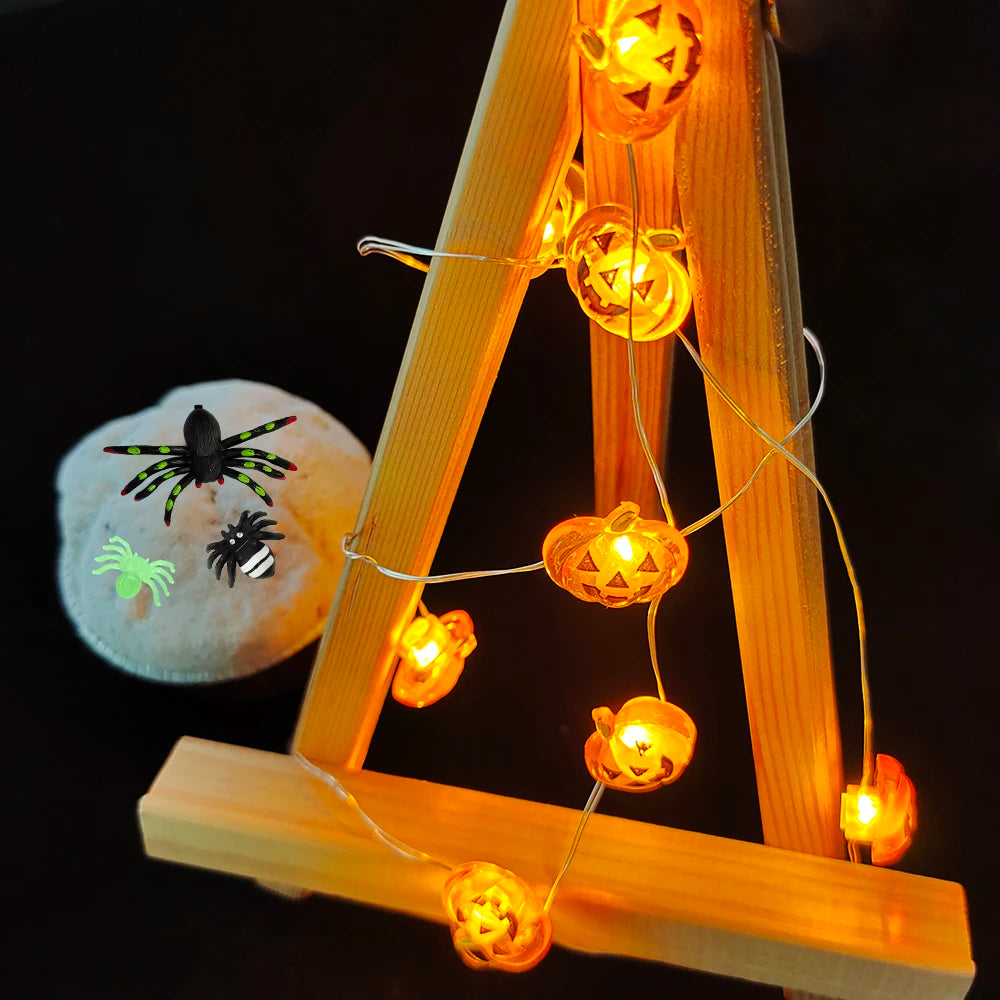 Halloween Led String Lights Halloween Ghost Bat Pumkin Garland Fairy Lighting Home Garden Halloween Party Decoration Kids Gift