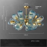 Modern Blue Glass LED Pendant Light Designer for Living Room Bedroom Dining Table Indoor Lighting Fixtures with Glossy Finish