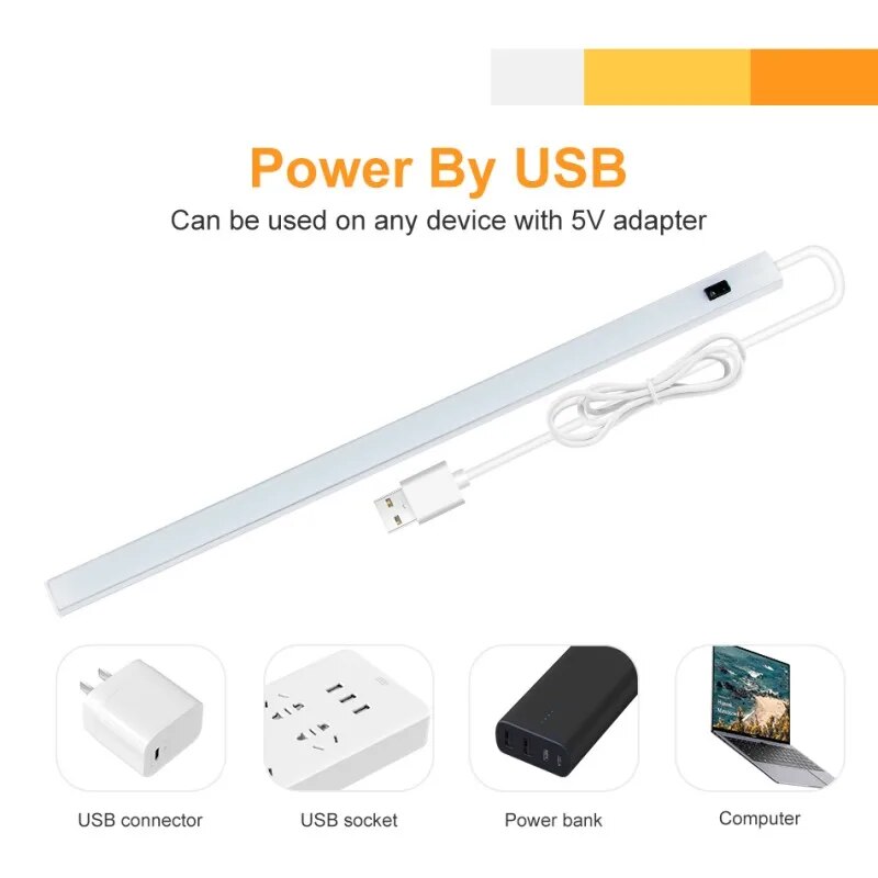 LED Cabinet Light 50cm 40cm 30cm Motion Hand Sweep Sensor Night Lights USB Plug For Kitchen Bedroom Closet Bedside Night Lamp