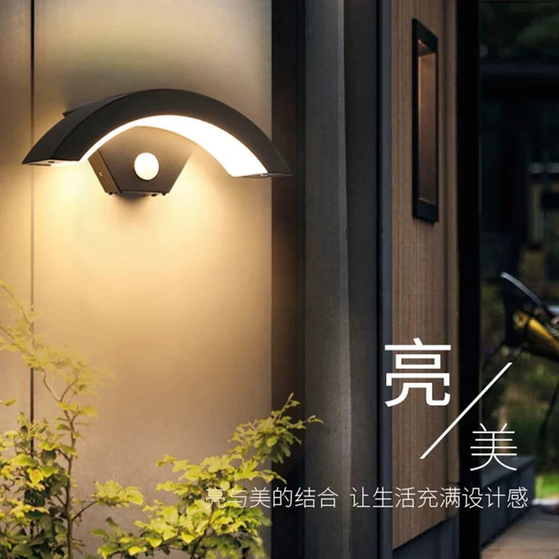 Creative LED Outdoor Moon Wall Lamp - IP65 Waterproof Human Sensing Light