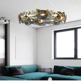 Light Luxury Glass Chandelier Modern Minimalist Dining Living Room Villa Post-modern Bedroom Staircase Pendant Light LED Bulb