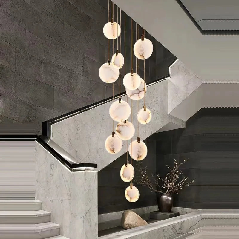 Nordic LED Marble Ceiling Chandelier Ceiling Lamps Pendant Lights for Attic Lobby Lighting Living Room Staircase  Home Decor