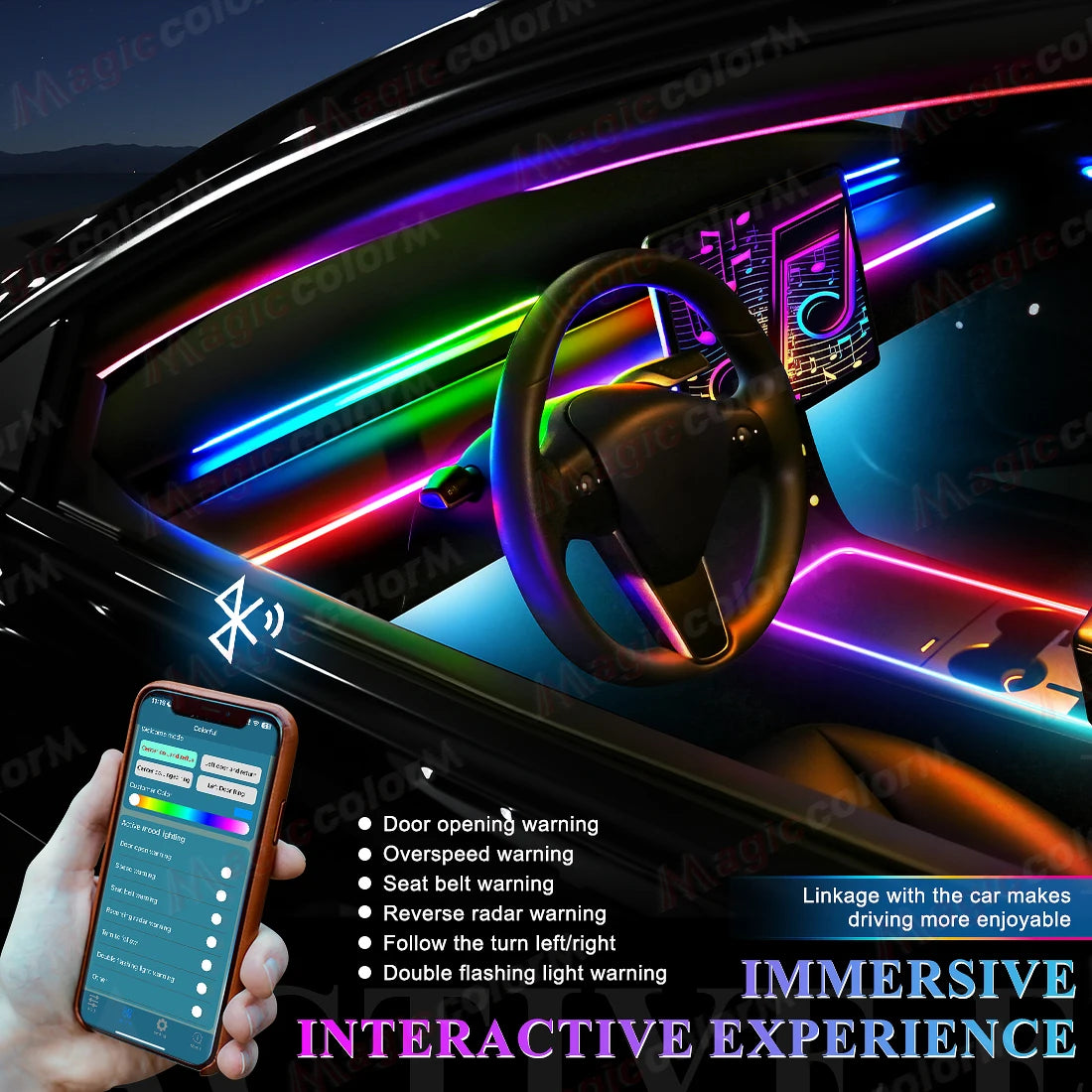 18-in-1 RGB Symphony LED Car Ambient Lighting - Bluetooth App Control Kit