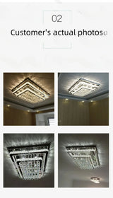 Modern Luxury Crystal LED Chandelier For Living Room Bedroom Dining Room Kitchen Ceiling Lamp Silver Chrome Remote Control Light