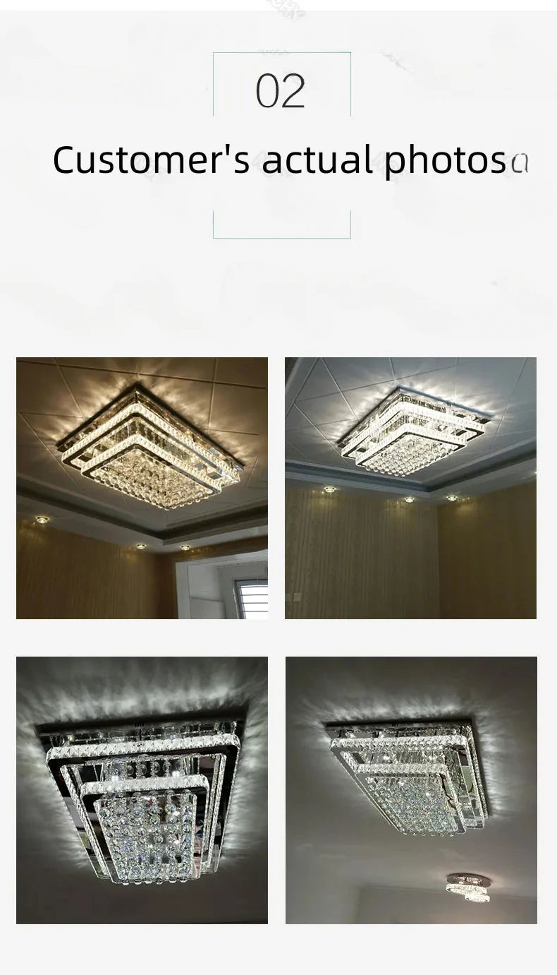 Modern Luxury Crystal LED Chandelier For Living Room Bedroom Dining Room Kitchen Ceiling Lamp Silver Chrome Remote Control Light