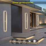 Outdoor Motion Sensor LED Long Wall Light (IP65 Waterproof, 90V-240V) - Modern Black Exterior Porch & Sconce Lamp Fixture for Villa, Garage & Garden