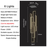 Large Modern Chandelier For Staircase Led Home Decors Hanging Lamp Black /Gold Indoor Lighting Luxury Creative Rectangle Luster's
