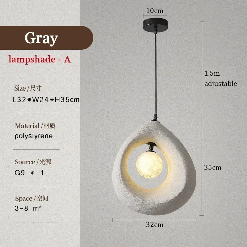 Japanese Wabi Sabi Pendant Lights Minimalist Bedroom Kitchen Island G9 LED Chandeliers Home Decor Living Room Hanging Lamps