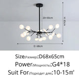Modern Firefly Black Gold LED Chandelier for Living Room Lustre Bedroom Home Decor Indoor Light Minimalist Ceiling Pendant Lamp