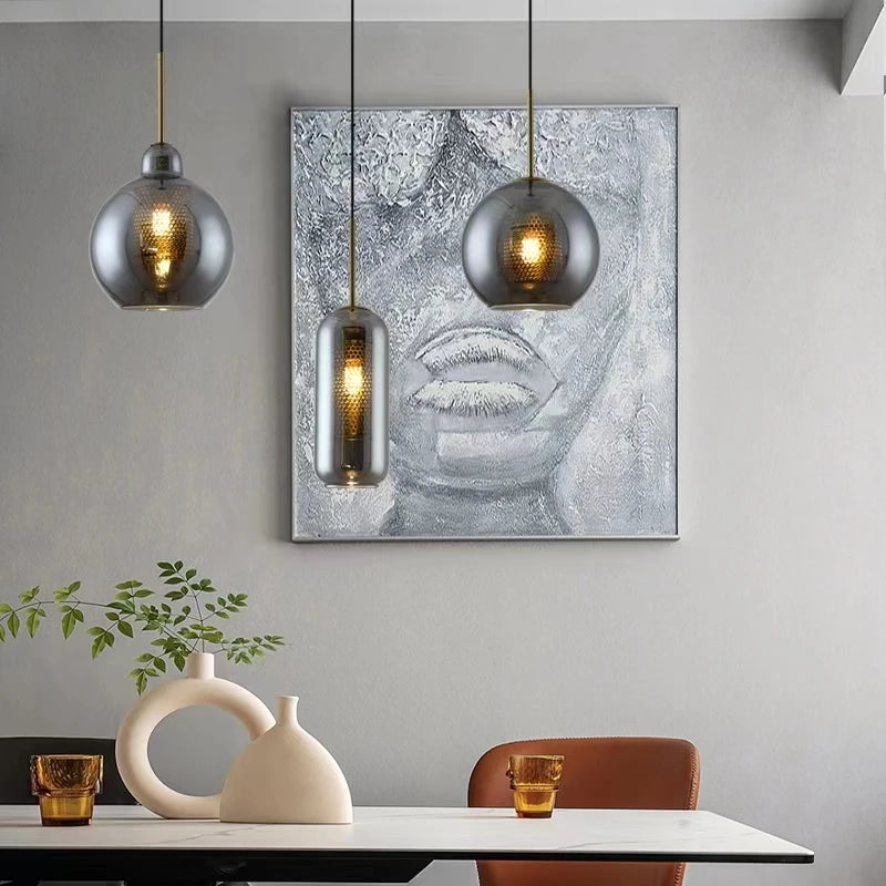 Loft Modern Pendant Light Glass Ball Hanging Lamp Kitchen Light Fixture Dining Hanglamp Living Room Luminaire
