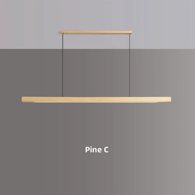Stylish Minimalist Creative Wood Long Strip Hanging LED Pendant Lights Fashion Lamps for Living Room Home Decoration Chandelier