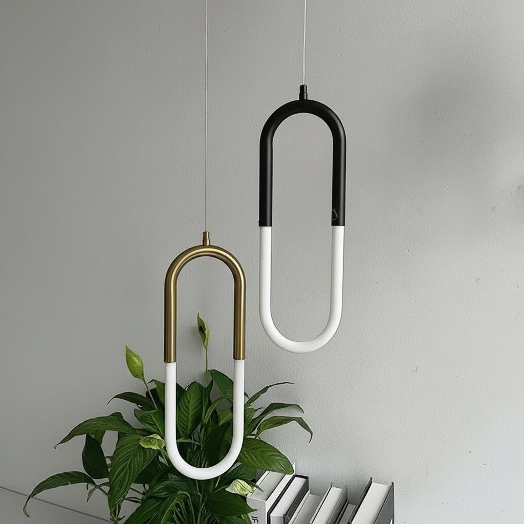 Brass U-shaped tube LED pendant lights Bedroom Bedside Long-line hanging lamp Kitchen Island Dining table Home Decor Luminaires