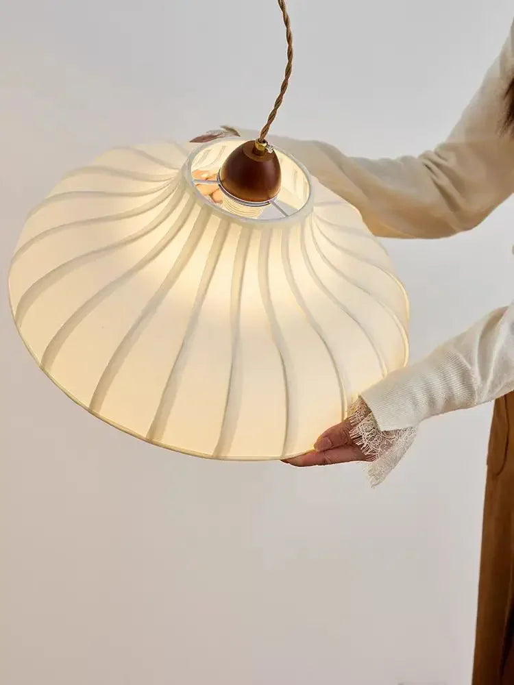 Japanese Style Fabric Pendant Light Chandelier - Minimalist Cloth Hanging Ceiling Lamp Fixture for Dining Table, Restaurant, Shop & Apartment Living Room