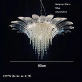 Petal Glass Flower Pendant Ceiling Lamp Minimalist Art Crystal Fringe Lamp for Living Room Staircase Villa Foyer Decor Lamp