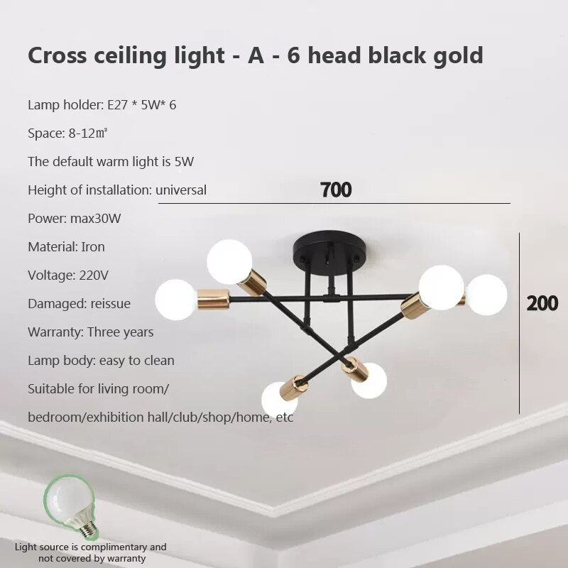 6 Heads LED Modern Ceiling Chandelier Hanging Lamp for Ceiling Dining Living Room Bedroom Hall Home Decor Lndoor Light Fixture