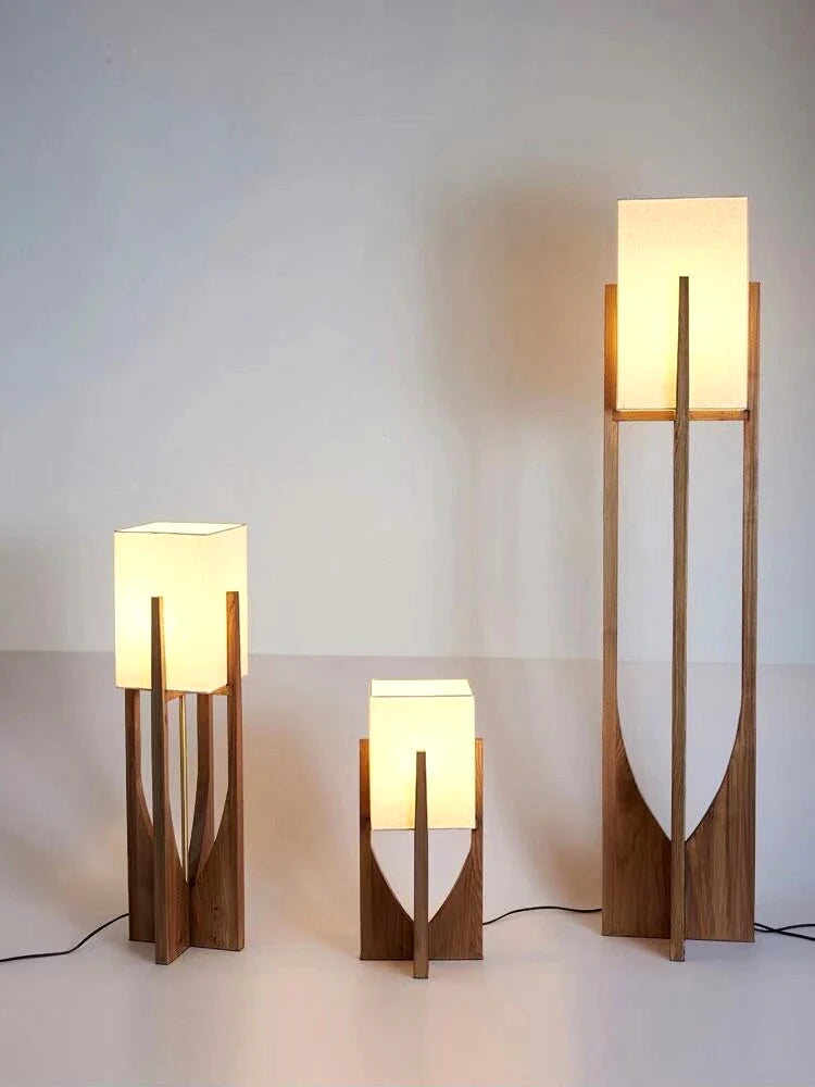 Solid Wood Floor Lamp Japanese Style for Living Room Hotel Teahouse Homestay Bedroom Sofa Corner Standing Light Bedside Table La
