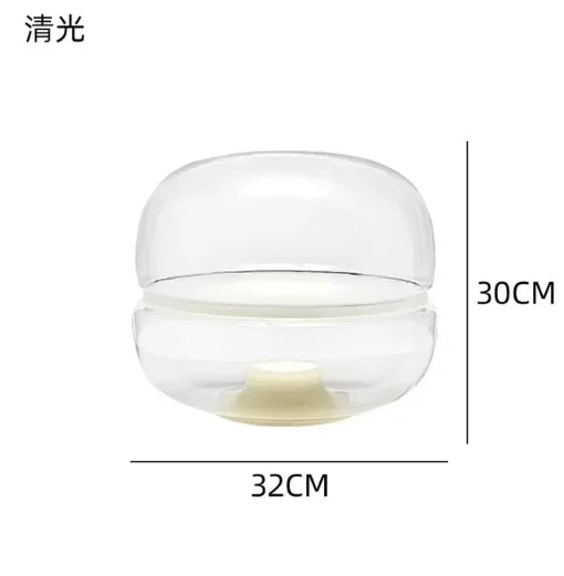 Luxury Designer Bedroom Marble Table Lamp Macaron Table Lamp Simple Smoky Grey Amber Glass Lamp Art Bedside Cute Night Light