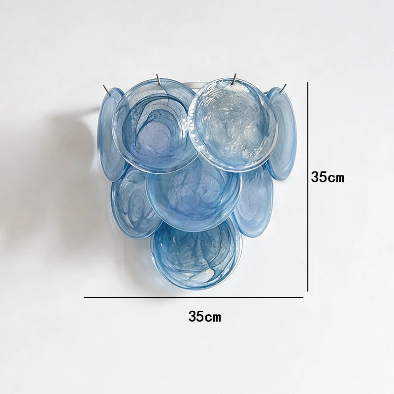 Blue Circle Glass Chandeliers Vintage Art American Classic Living Room Design Idea Home Deco Restaurant Hanging Lamps Lustre