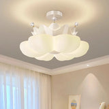 White pink Crown Petal Ceiling Lights LED Children's Room Light Warm Romantic Nursery Princess Room Girl Bedroom Ceiling Lamps