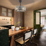 Remote Control Ceiling Fan Light with 4-Lamps 18 Inch Round Enclosed Chandelier Fan with Crystal Lamp Shade Built in 7 ABS Blade