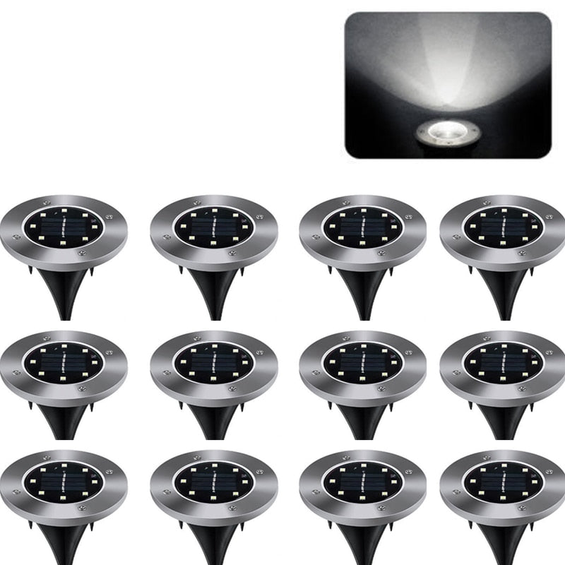 8 LED Solar Garden Lights Outdoor Patio Disk Buried Lights In-Ground Landscape Lighting For Lawn Patio Pathway Yard Deck Walkway