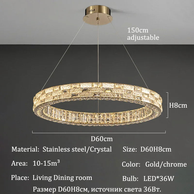 Nordic-style Luxurious Crystal Chandeliers, Led Lights, Pendant Ceiling Lamps, Suspended Chandeliers, Home Decorations, Lighting