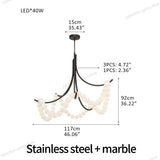 2026 New Black Branch Chandelier, Spanish Natural Marble Lustre, Dimmable Pendant Lamp for Villa, Stylish Light for Ceilings