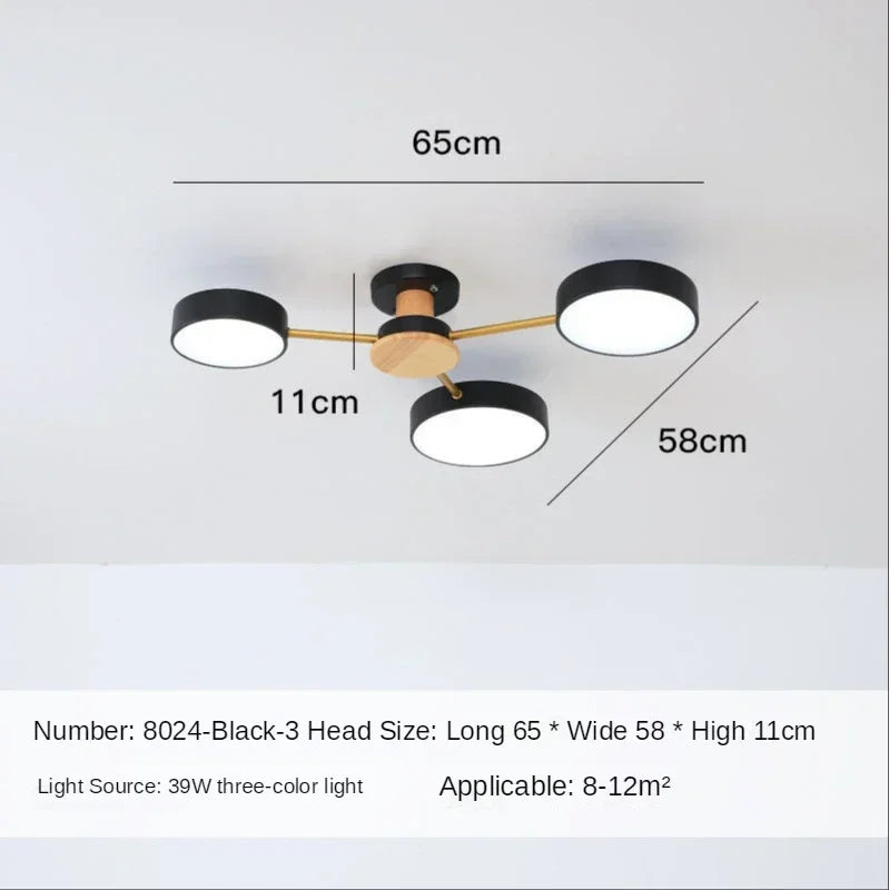 Nordic Creative Macaron Log LED Ceiling Light Bedroom Living Room Chandelie Modern Villa Restaurant Interior Lighting Decoration