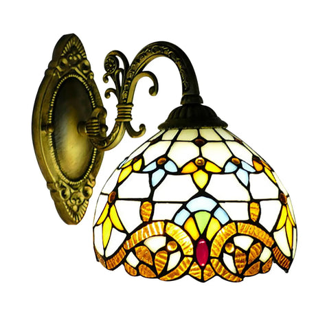 Tiffany Style Wall Lamp Vintage Stained Glass Sconce Home Decors Single Head Mediterranean Wall Light Indoor Lighting Fixture