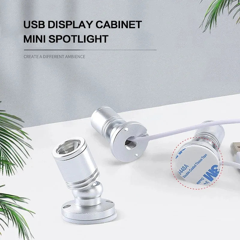 USB small spotlight 3W mini hand-held display cabinet wine cabinet workbench jewelry atmosphere lamp adjustable led spotlight