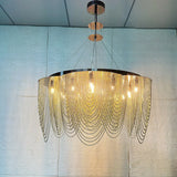 American Black Steel LED G9 Pendant Lights Living Room Silver Tassel  Lamp Lustre Led Light Villa Foyer Lighting Fixtures