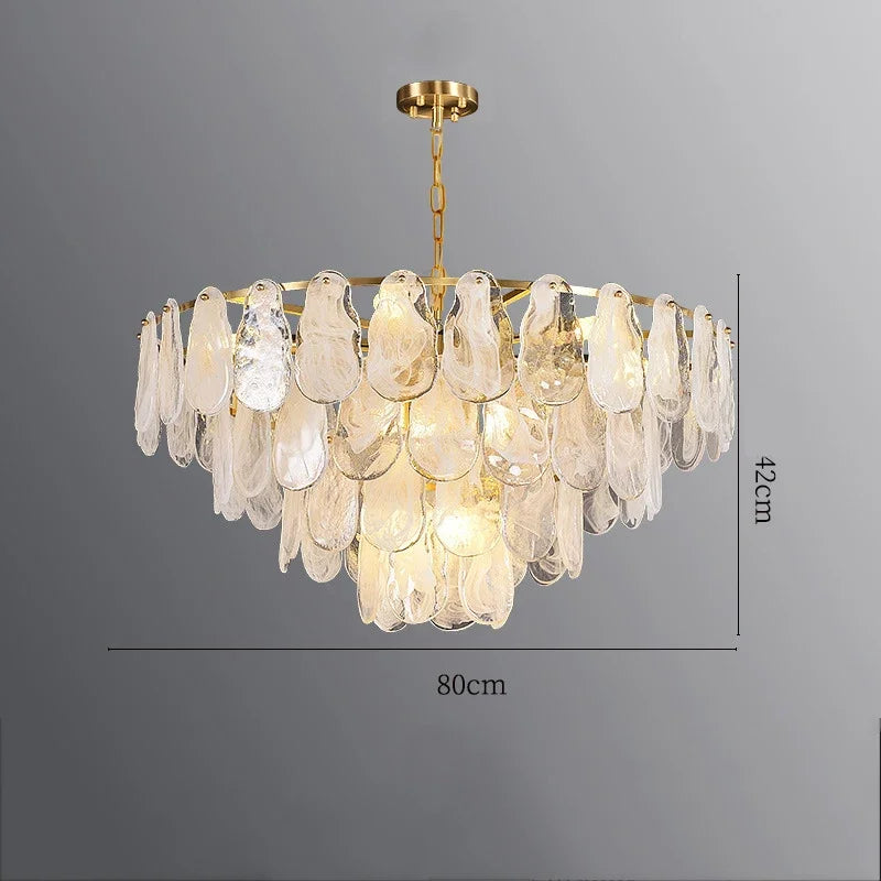 French Retro Light Luxury Chandelier Living Room Bedroom Warm and Romantic Cloud Water Drop Glass Pendant Lights Home Decoration
