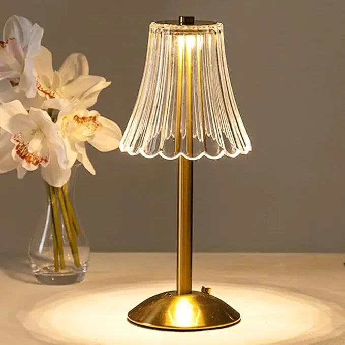 1/2 Set Crystal Wireless Table Lamp Rechargeable Gold Retro LED Desk Lamp Portable Touch Three Color Night Light