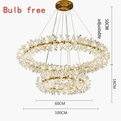 Modern Luxury Crystal LED Chandelier Lighting Nordic Firefly Ceiling Chandeliers For Living  Flower Ring Pendant Lamp