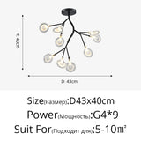 Creativity Firefly LED Chandelier Black Gold for Living Room Bedroom Hall Home Decor Indoor Lighting Minimalist Ceiling Pendant