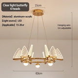 Nordic Creative Circular Butterfly Chandelier Bedroom Living Room Restaurant LED Pendant Lamps Modern Home Lighting Decoration