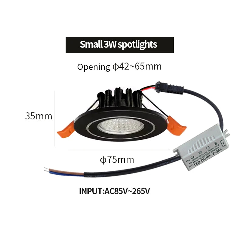 Recessed mini Spotlight 1w 3w LED ceiling light 110 volt 220V indoor embedded small downlight with driver set