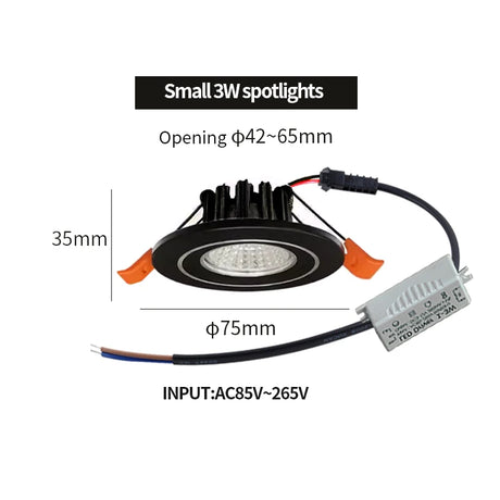 Recessed mini Spotlight 1w 3w LED ceiling light 110 volt 220V indoor embedded small downlight with driver set
