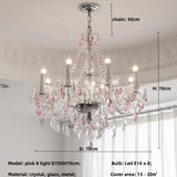 French Green Crystal Candle Chandelier Luxury Romantic Glass E14 Pendant Lights Living Room Art Decor Led Lamparas Bedroom Lamp