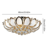 23.5" Flower Shaped Crystal Chandelier, E12 110V Gold Crystal Ceiling Lamp Modern Chandelier Hanging Lamp Flush Mount NEW