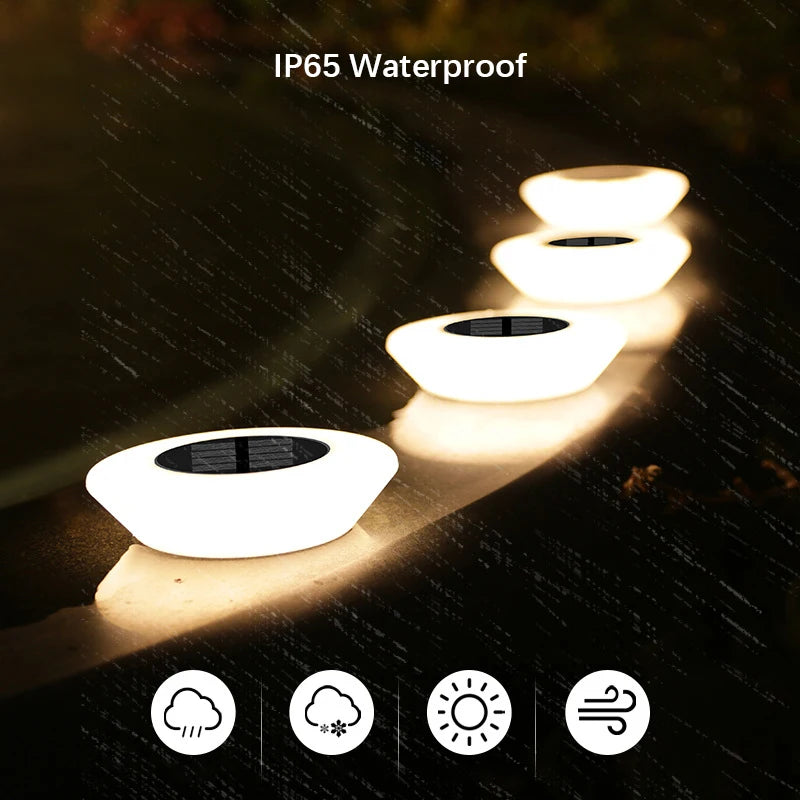 14 LED Solar Ground Lights - Waterproof Outdoor Disk Lights for Garden & Pathway