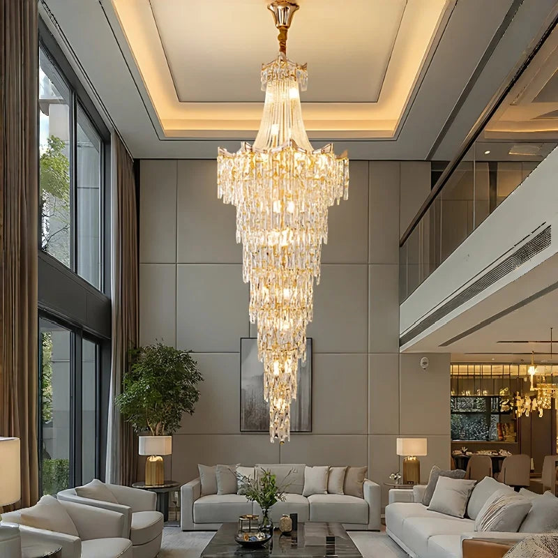 Staircase Long Chandelier Duplex Crystal Chandelier Light Luxury Villa Living Room And Lobby Light Lustre Ceiling Chandelier ﻿