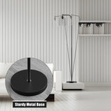 Modern Standing Tall Industrial Arched/Arc Floor Lamp with Glass Shade and 2 Bulbs Included