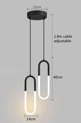 Brass U-Shaped Tube LED Pendant Light - Modern Long-Line Bedside Hanging Lamp