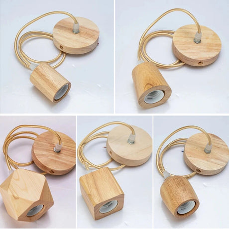 E27 Wooden Pendant Lights Wood Pendant Lamp for Bedroom Home/living Room Decor Natural Color Vintage Hanging Lights Fixture
