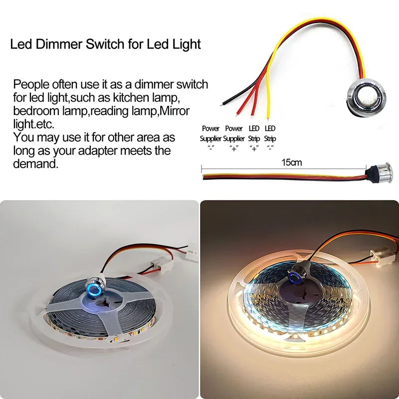 Led Dimmer 12v Touch Switches For LED Strip Light Step less Dimmable Brightness Controller DC 5V -24V Light Dimmer Button Control