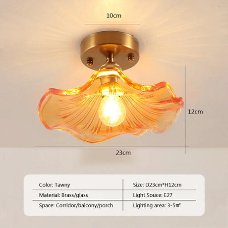 Retro LED Glass Ceiling Lights Nordic Brass Flower Aisle Decors Fixtures Living Room Corridor Balcony lamp Home Lighting Lusters'