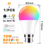 LED Smart Light Bulb, Color Changing Alexa Light, RGB Smart Lamp That Work With Alexa, E27 B22 Base,16 Million Colors, Dimmable