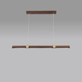 Wooden Long Chandelier Dining Table Decoration Hanging Lamps for Ceiling Copper Walnut Chandelier Kitchen Island Led Lighting
